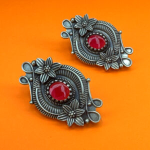 Cute Oxidized Pink Stone Earrings