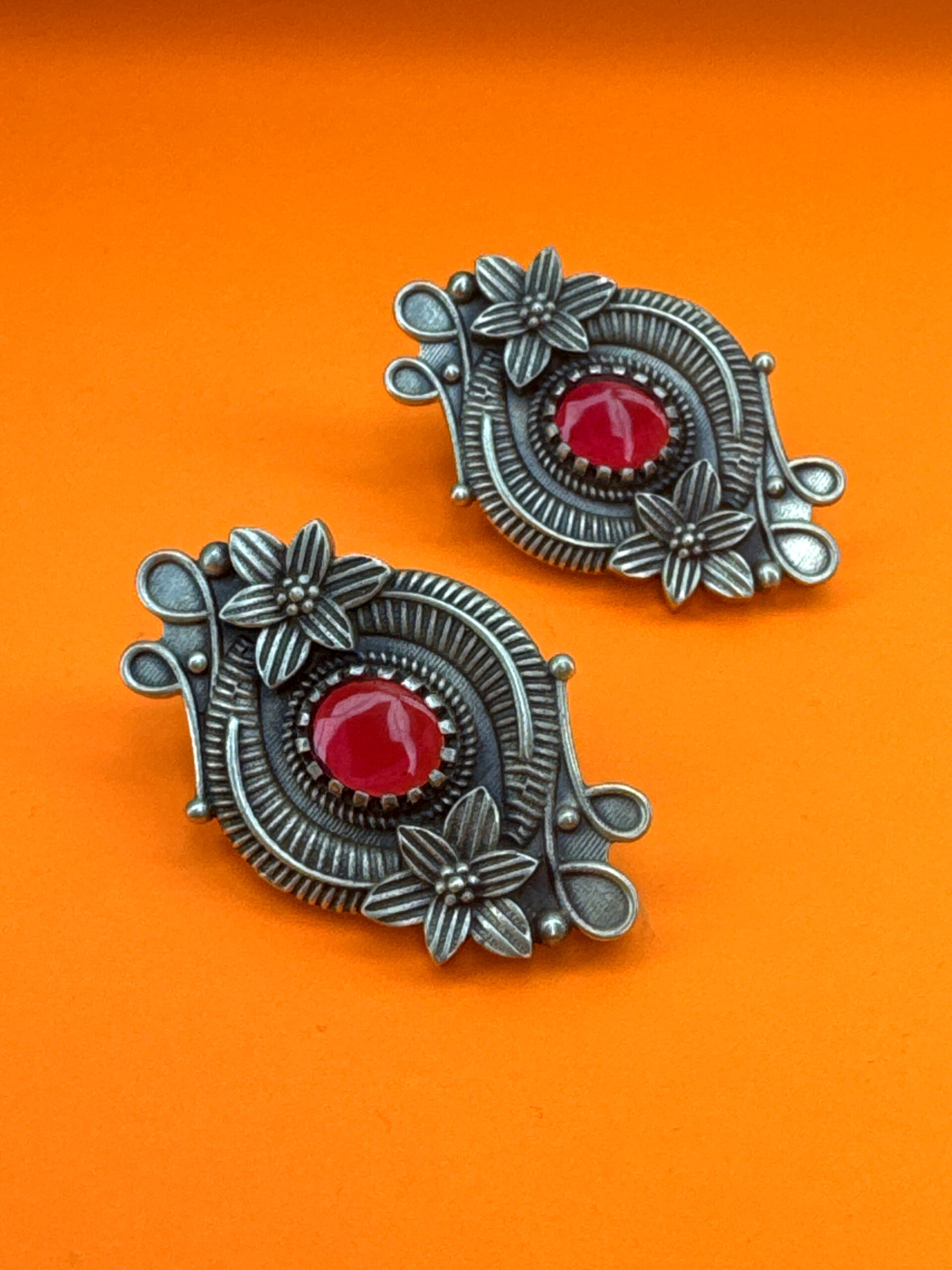 Cute Oxidized Pink Stone Earrings